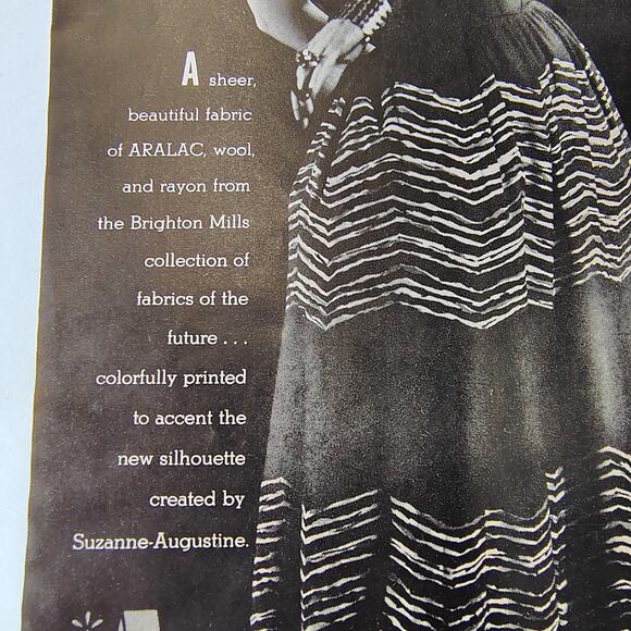 1946 Aralac Fashion Print Ad Zigzag Skirt Model Pose Midcentury Style Ephemera - Picture 6 of 9